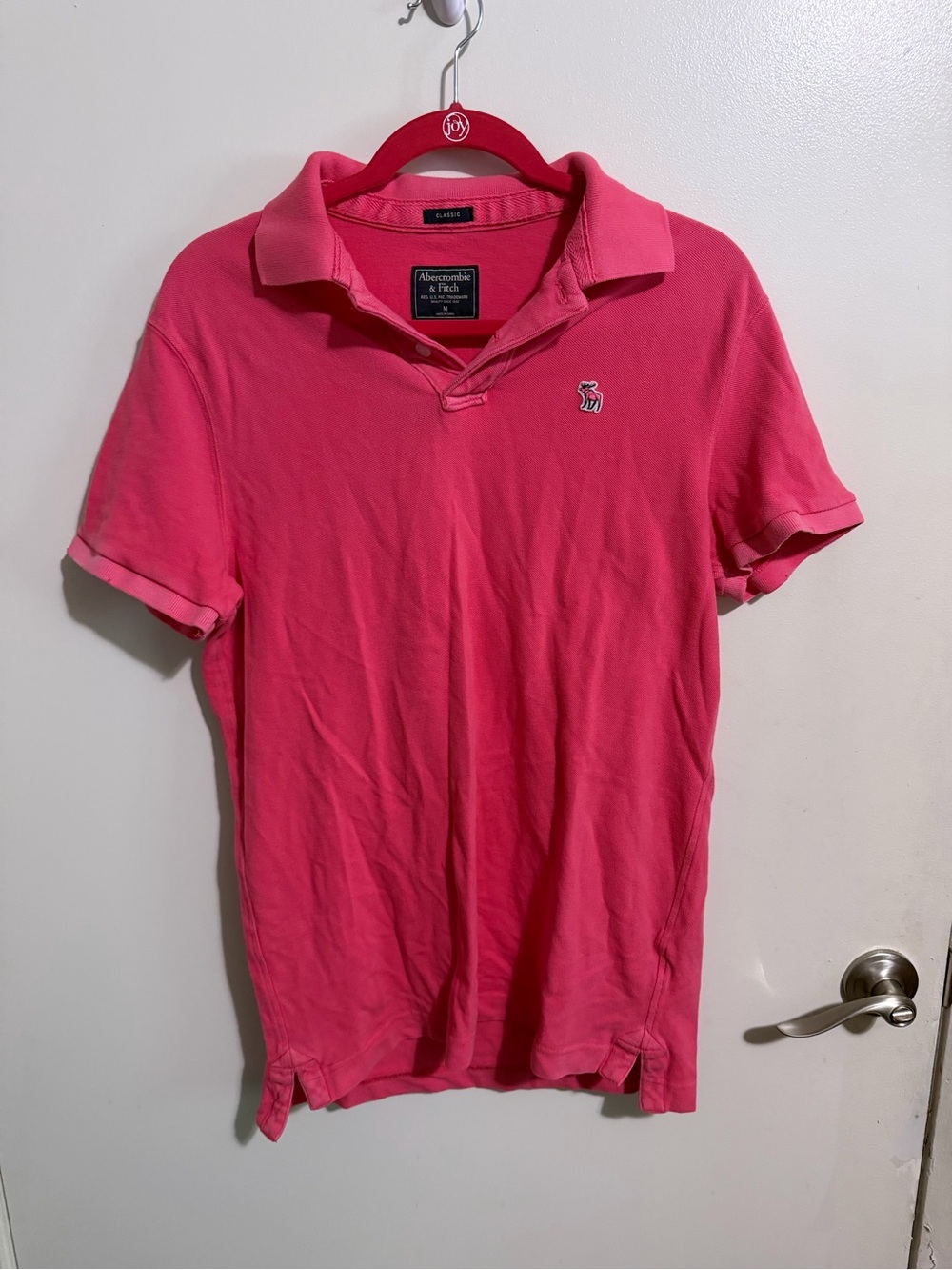 Abercrombie & Fitch Men's Bright Pink Polo Shirt